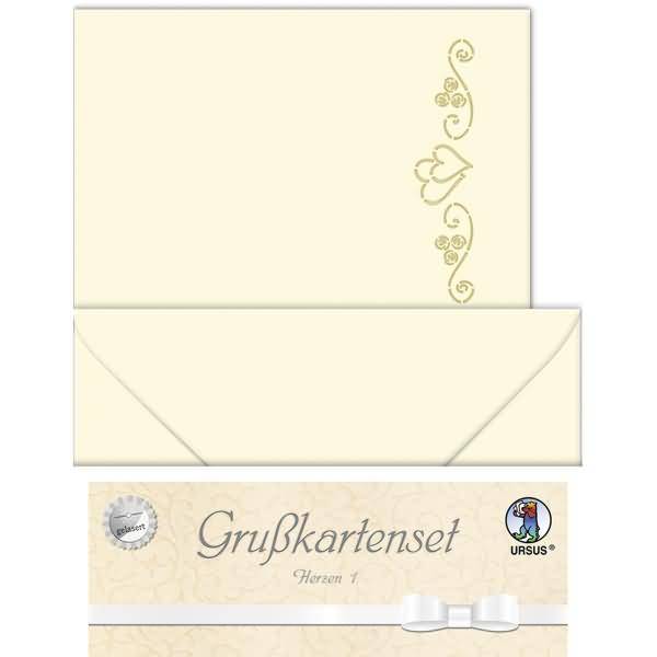 Doppelkarte A6 gelasert + Kuvert VE=5 Sets Herzen 1 chamois