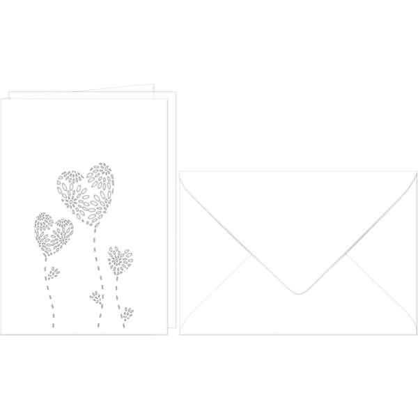 Doppelkarte A6 gelasert + Kuvert VE=5 Sets Herzblume weiß