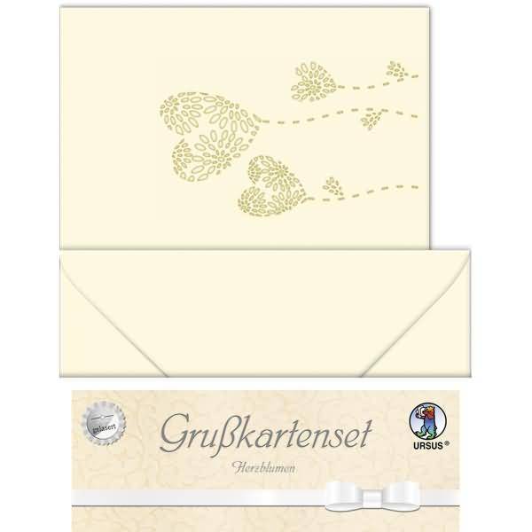 Doppelkarte A6 gelasert + Kuvert VE=5 Sets Herzblume chamois