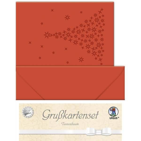 Doppelkarte A6 gelasert + Kuvert VE=5 Sets Tannenbaum rubinrot