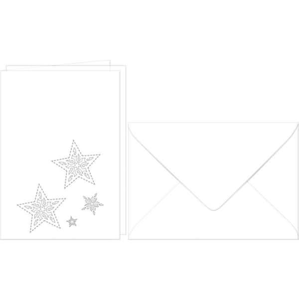 Doppelkarte A6 gelasert + Kuvert VE=5 Sets Sterne weiß