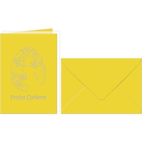 Doppelkarte+ Briefumschlag gelasert Hase sonnengelb