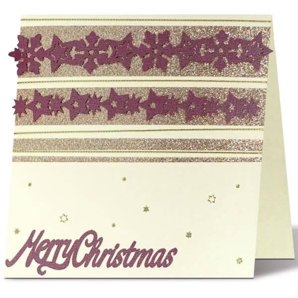 Designstreifen gelaser 'Merry Christmas' burgunder