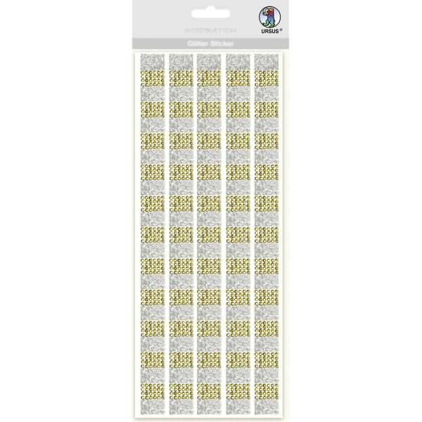 Glitter Sticker silber/gold