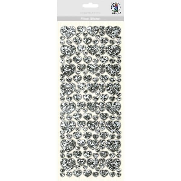 Flitter Sticker silber Herz