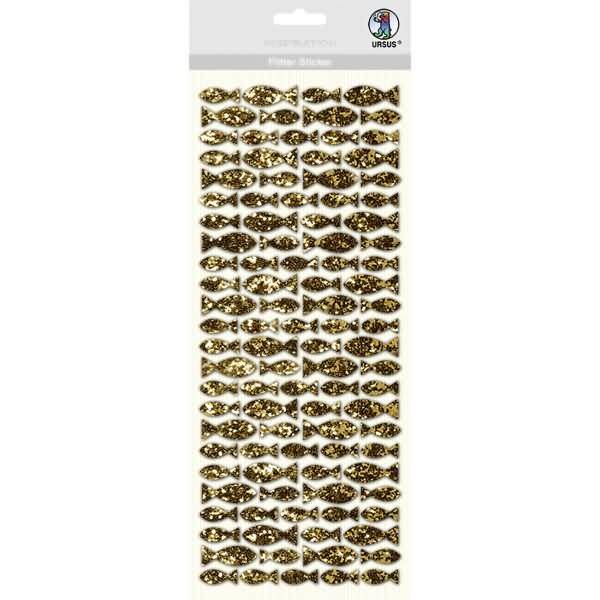 Flitter Sticker gold Fisch