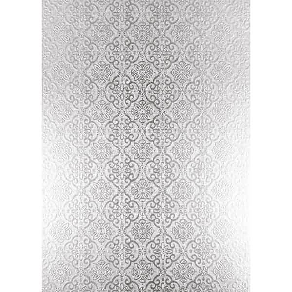 Bastelpapier Highlight 215g/qm 23x33cm VE=5 Blatt silber Ornamente