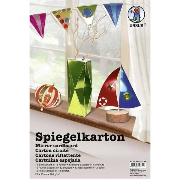 Spiegelkarton 280g/qm 23x33cm VE=12 Bogen 12 Farben sortiert