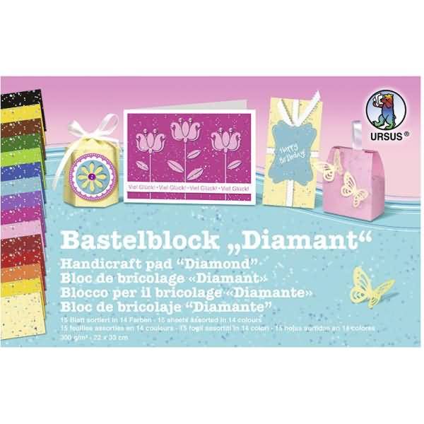 Bastelblock Diamant 300g/qm 22x33cm VE=15 Blatt 15 Farben sortiert