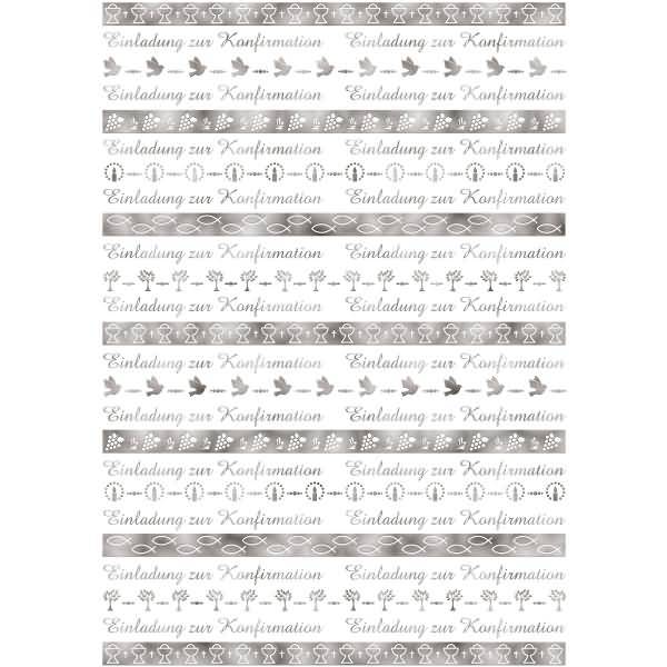 Designkarton 'Bordüren' silber 200g/qm A4 VE=5 Blatt Motiv 1