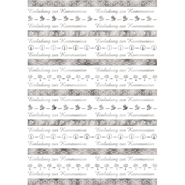 Designkarton 'Bordüren' silber 200g/qm A4 VE=5 Blatt Motiv 2