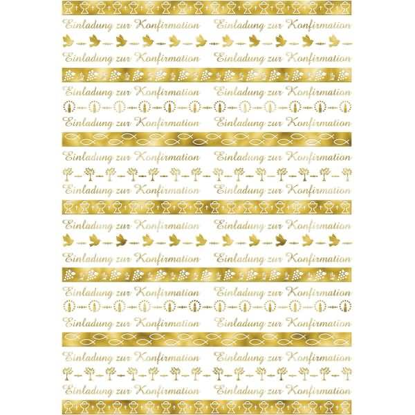 Designkarton 'Bordüren' gold 200g/qm A4 VE=5 Blatt Motiv 1