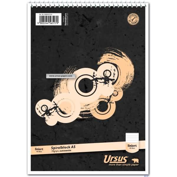 Spiral-Notizblock A5 70g/qm 40 Blatt liniert