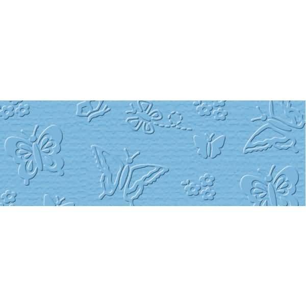Prägekarton Elegance 220g/qm 23x32cm VE=5 Blatt Schmetterlinge azurblau