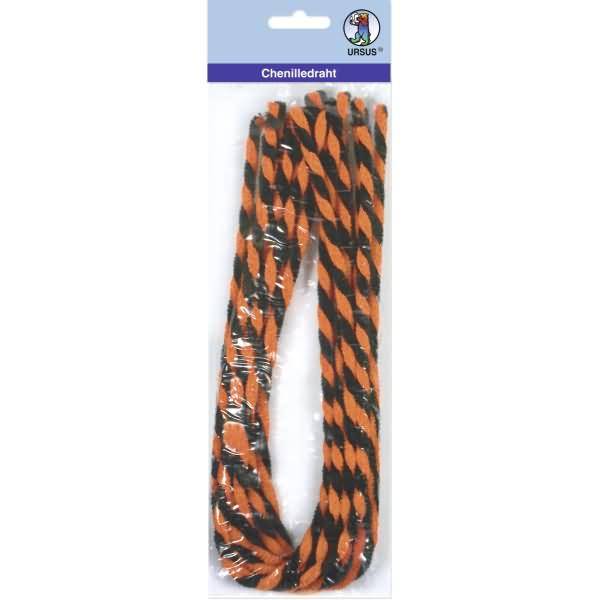 Chenilledraht 9mm/50cm VE=10 Stück orange/schwarz
