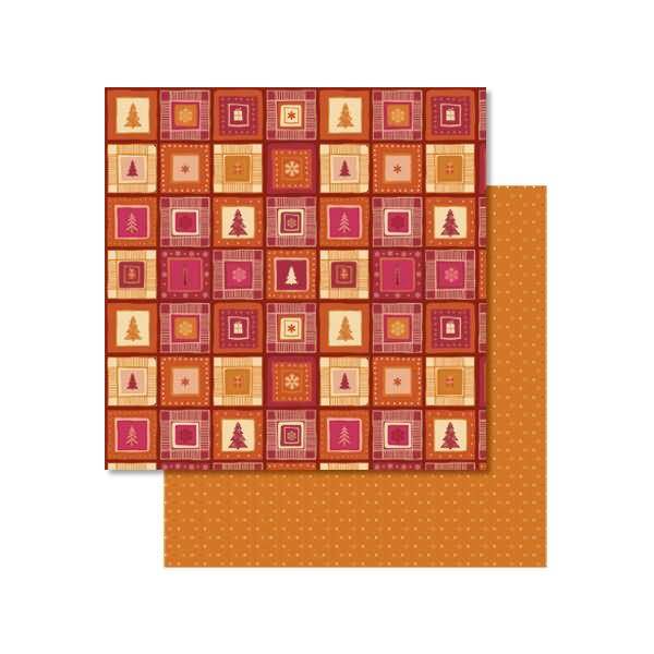 Scrapbook Paper Winterzauber orange/rot 12x12 Zoll VE=5 Blatt