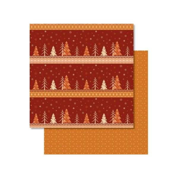 Scrapbook Paper Winterzauber orange/rot 12x12 Zoll VE=5 Blatt