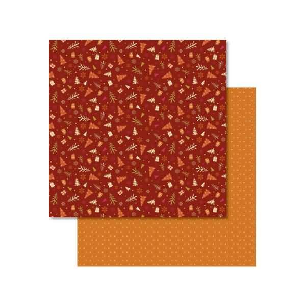 Scrapbook Paper Winterzauber orange/rot 12x12 Zoll VE=5 Blatt