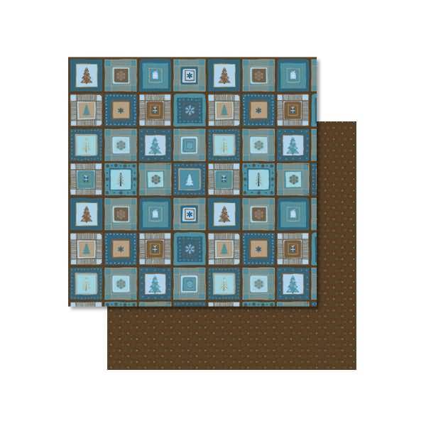 Scrapbook Paper Winterzauber petrol/braun 12x12 Zoll VE=5 Blatt