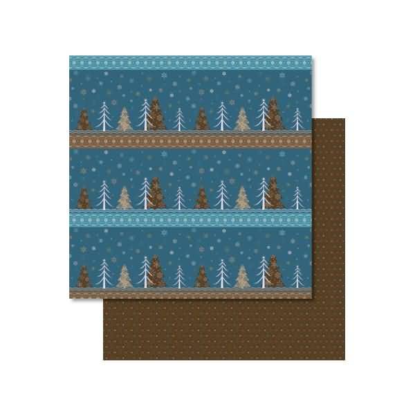 Scrapbook Paper Winterzauber petrol/braun 12x12 Zoll VE=5 Blatt