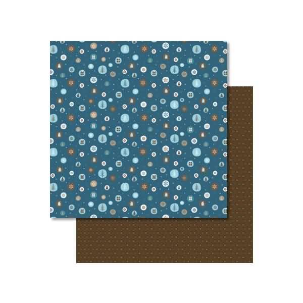 Scrapbook Paper Winterzauber petrol/braun 12x12 Zoll VE=5 Blatt