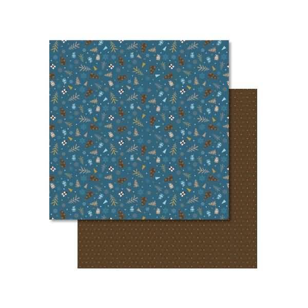 Scrapbook Paper Winterzauber petrol/braun 12x12 Zoll VE=5 Blatt