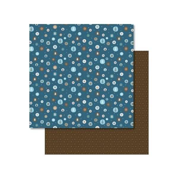Scrapbook Paper Winterzauber petrol/braun 12x12 Zoll VE=25 Blatt