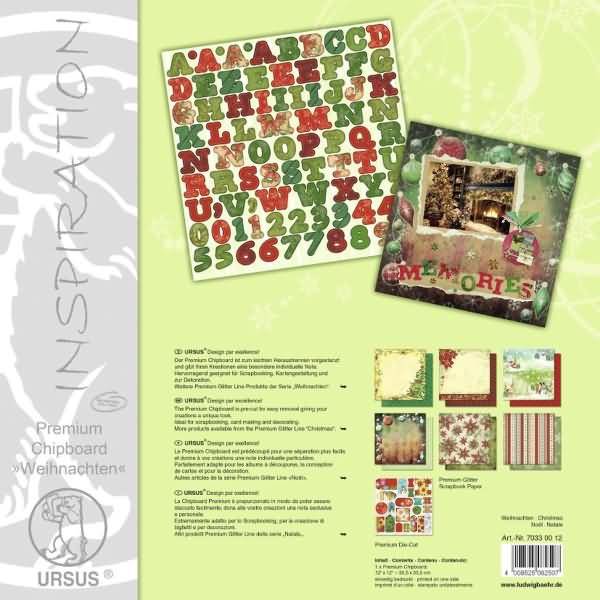 Scrapbook Chipboard Premium 30,5x30,5cm Motiv Weihnachten
