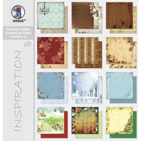 Scrapbook Paper premium Glitter Block 30,5x30,5cm Version 3 VE=12 Blatt