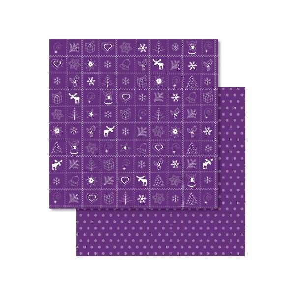 Scrapbook Paper Country Christmas 12x12 Zoll VE=5 Blatt violett