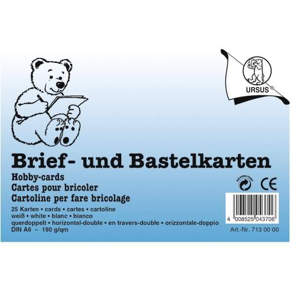 Briefkarten A6 quer doppelt VE=25 Stück weiß