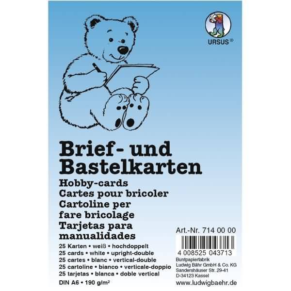Briefkarten A6 hoch doppelt VE=25 Stück weiß