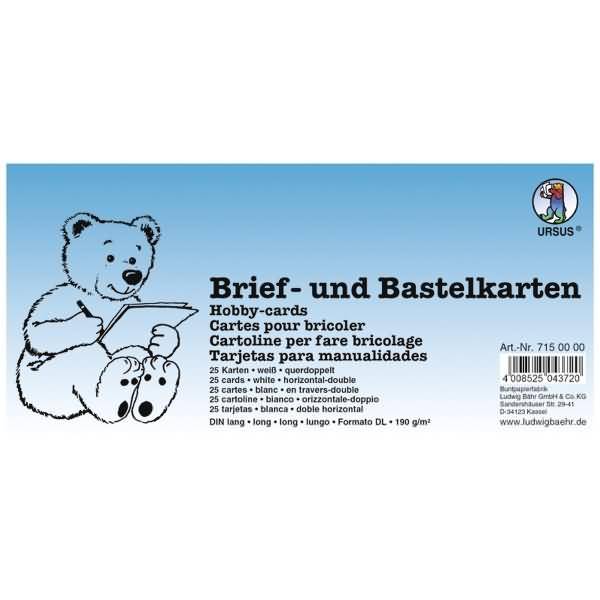 Briefkarten DINlang quer doppelt VE=25 Stück weiß