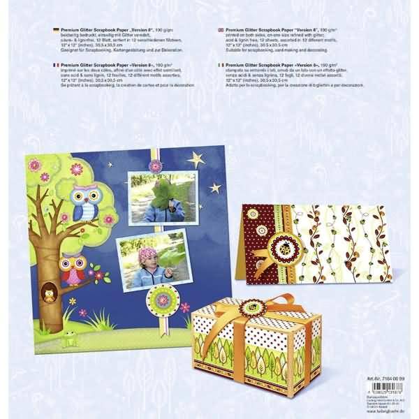 Scrapbook Paper Premium Glitter Block 30,5x30,5cm Version 8 VE=12 Blatt
