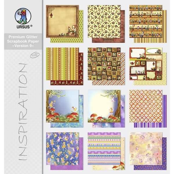 Scrapbook Paper Premium Glitter BLOCK 30,5x30,5cm Version 9 VE=12 Blatt