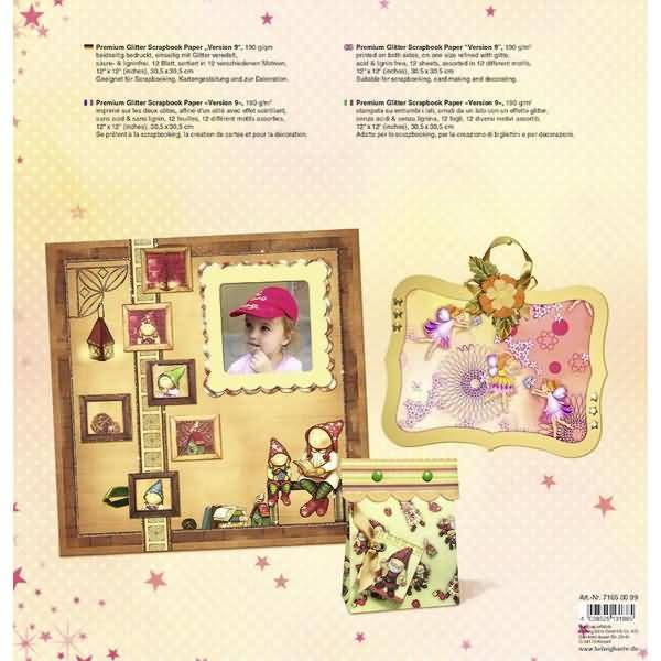 Scrapbook Paper Premium Glitter BLOCK 30,5x30,5cm Version 9 VE=12 Blatt