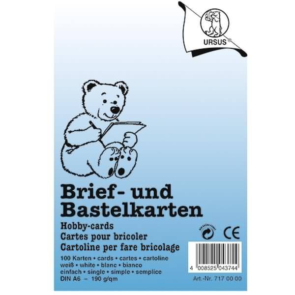 Briefkarten A6 einfach VE=100 Stück weiß