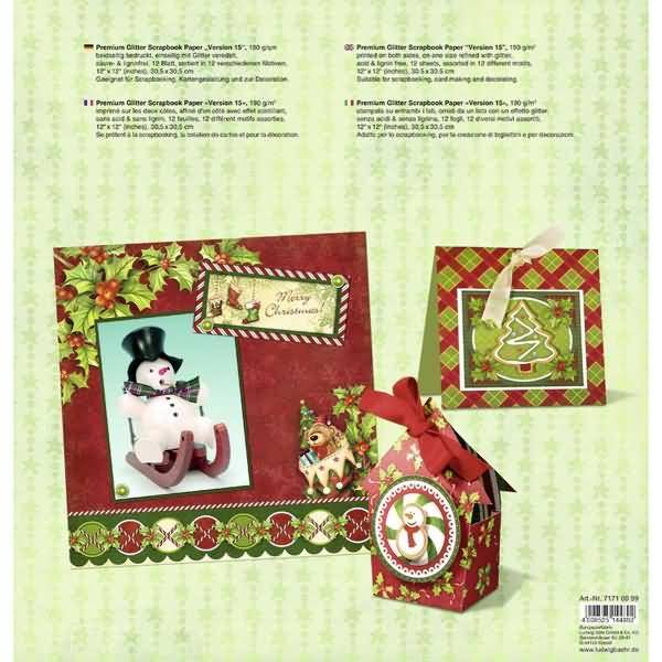 Scrapbook Paper Premium Glitter Block 30,5x30,5cm Version 15 VE=12 Blatt