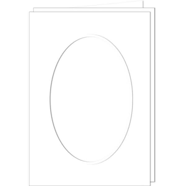 Passepartoutkarten A6 oval VE=25 Stück weiß