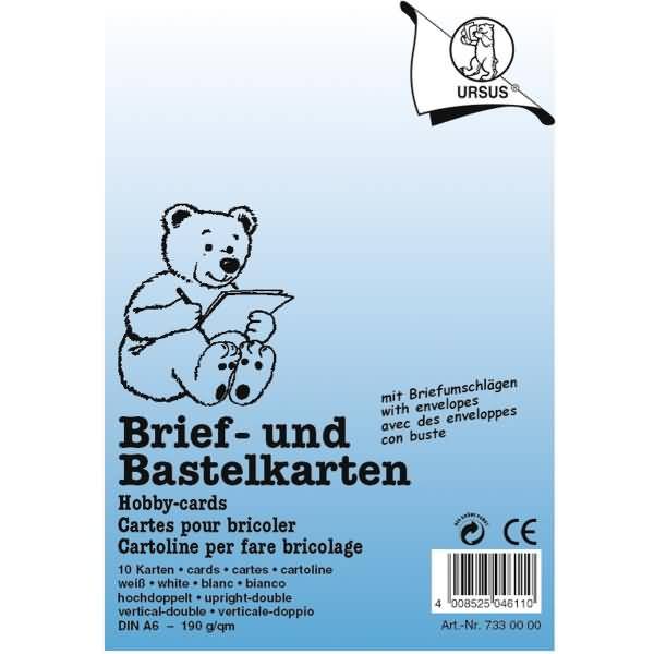 Briefkarten + Umschläge A6 hoch doppelt VE=10 Paar weiß