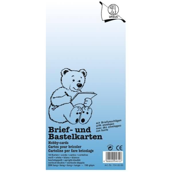 Briefkarten + Umschläge DINlang hoch doppelt VE=10 Paar weiß