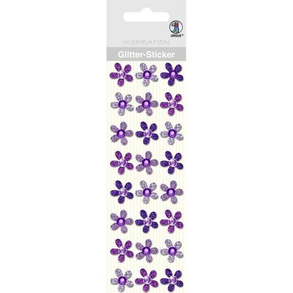 Glitter Sticker Blüten VE=24 Stück violett
