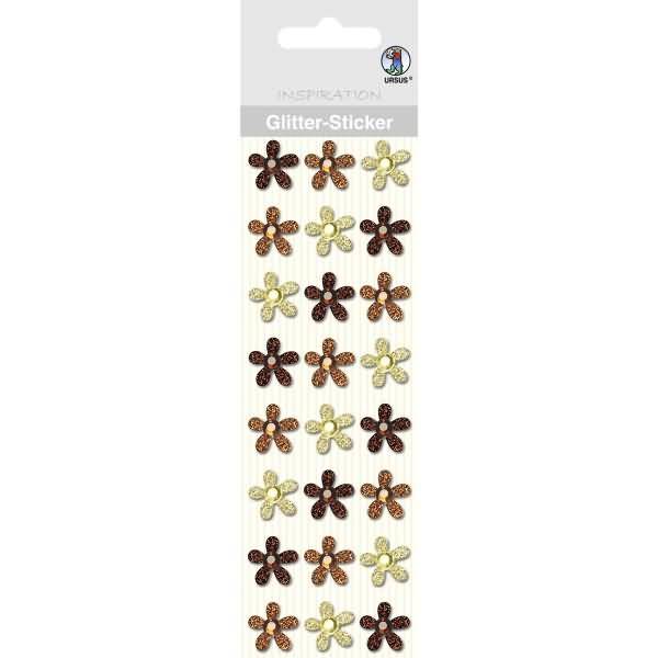 Glitter Sticker Blüten VE=24 Stück braun