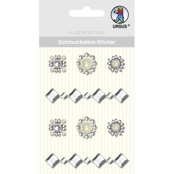 Schmucksteinsticker Medaillons VE=8 Stück silber