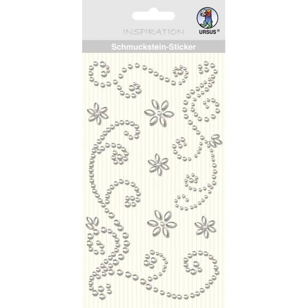 Schmucksteinsticker Ornamente VE=8 Stück silber