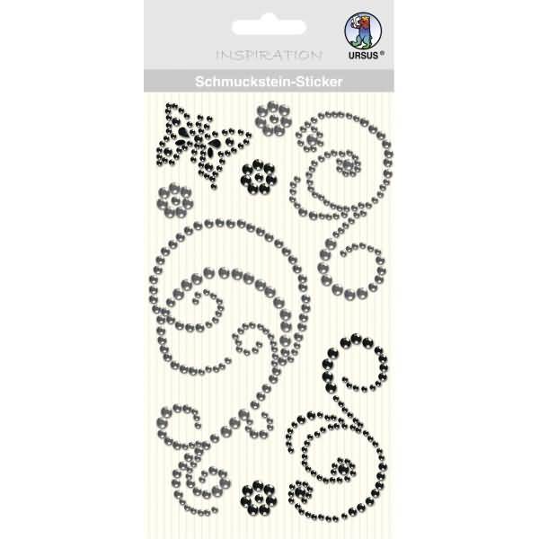 Schmucksteinsticker Ornamente VE=8 Stück schwarz