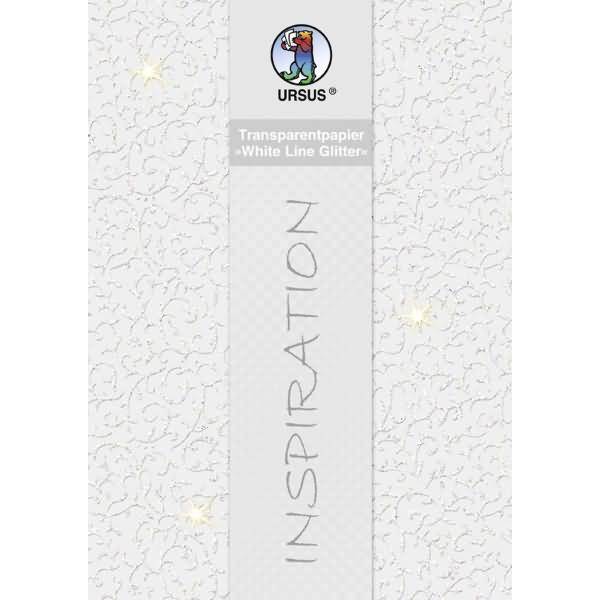 Transparentpapier White Line Glitter 180g/qm A4 VE=5 Blatt Ranken