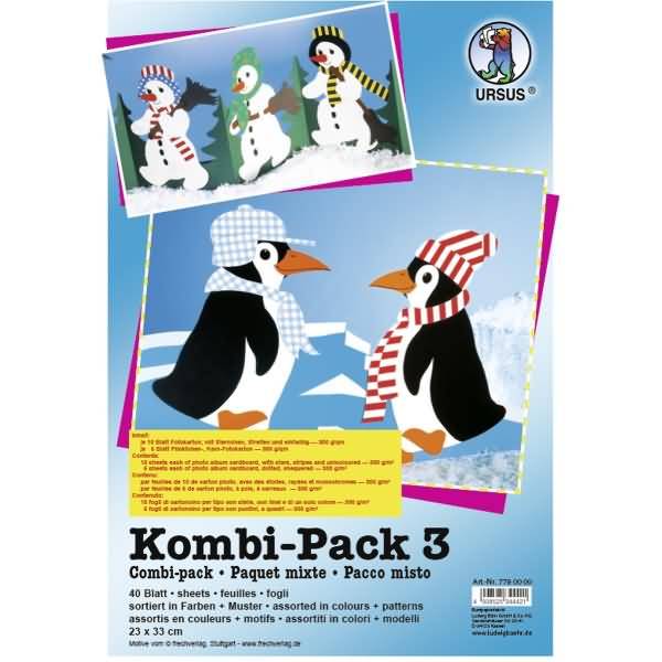 Fotokarton Kombi-Pack 3 23x33cm VE=40 Blatt sortiert