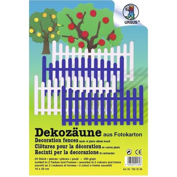 Fotokarton Dekozäune 300g/qm 10x20cm VE=20 Stück sortiert in blau/weiß