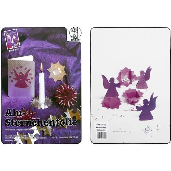 Alu-Sternchenfolie 23x33cm VE=10 Blatt 10 Farben sortiert